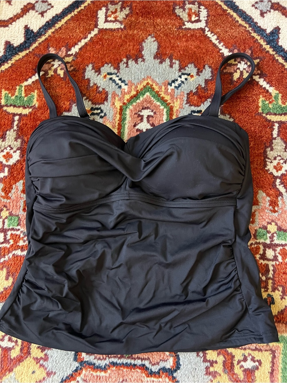 Lands' End Black Twist-Front Tankini Top